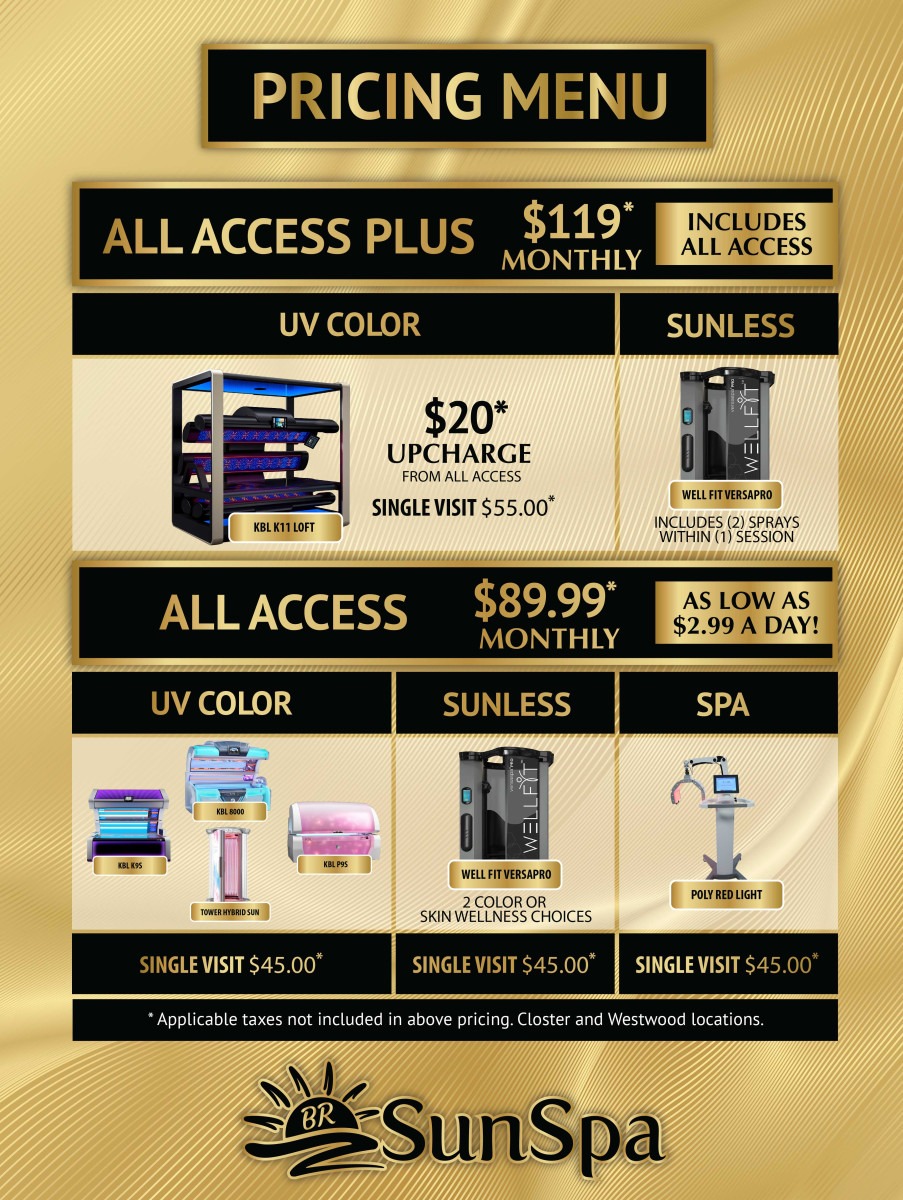 BR SunSpa 2025 Pricing List